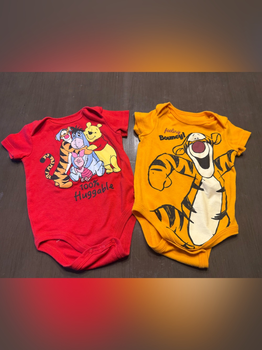 Disney Winnie the Pooh & Tigger Baby Bodysuit Set - Red & Orange